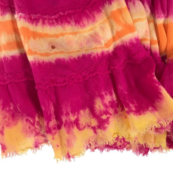 Vintage Y2K Pink Tie Dye Boho Fairycore Low Rise Beachy Hippie Maxi Skirt / L - Picture 6 of 9